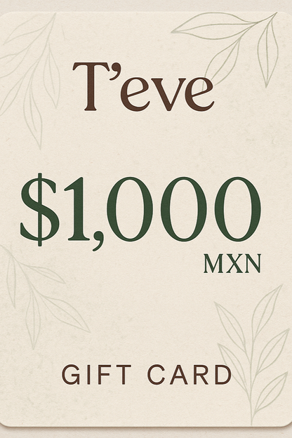 Tarjetas de Regalo logo T'eve natural $1,000 Vertical 2:3